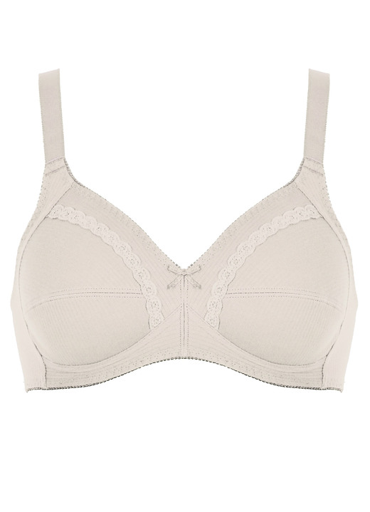 BH zonder beugel - Naturana twopack bh met decoratieve kanten band in de cups, in Größe 075 bis 100, in Cup B, in Farbe 2X POEDER Ansicht 1