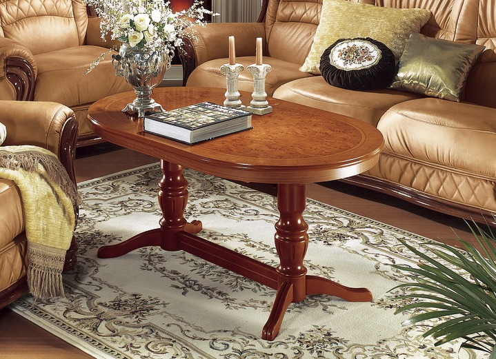 Klassieke meubels - Salontafel met wortelhoutlook, in Farbe KERSENBOOM, in Ausführung Salontafel, vast Ansicht 1