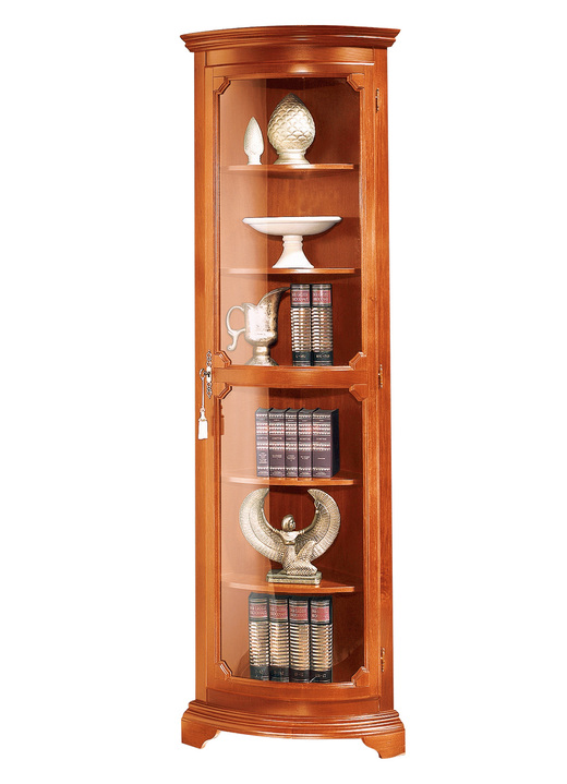 Vitrinen - Eckvitrine, 2-türig, H201, in Farbe KIRSCHBAUM, in Ausführung klein, 1-türig Ansicht 1