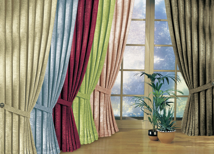 Klassiek - Overgordijnenset met universele railband, in Größe 750 (H150 x B115 cm) bis 899 (Gordijnhouder, set van 2, 60 cm), in Farbe GROEN Ansicht 1