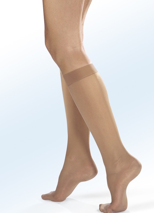 Kousen & panty's - Bahner two-pack steunkniekousen in verschillende designs, in Größe L (Schoenm. 40-42) bis XL (Schoenmaat 42-44), in Farbe HUID, in Ausführung 40 den