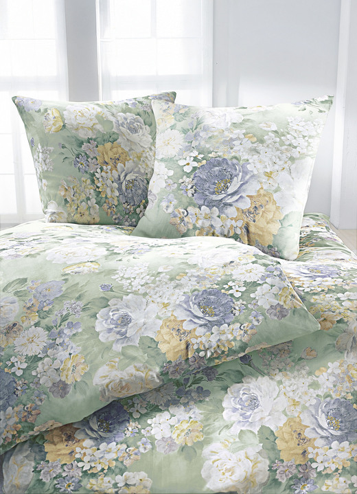 Beddengoed - Beddengoedset in verschillende kwaliteiten, in Größe 012 (80/80 cm + 135/200 cm) bis 121 (Kussensloop, 40 x 80 cm), in Farbe RESEDA Ansicht 1