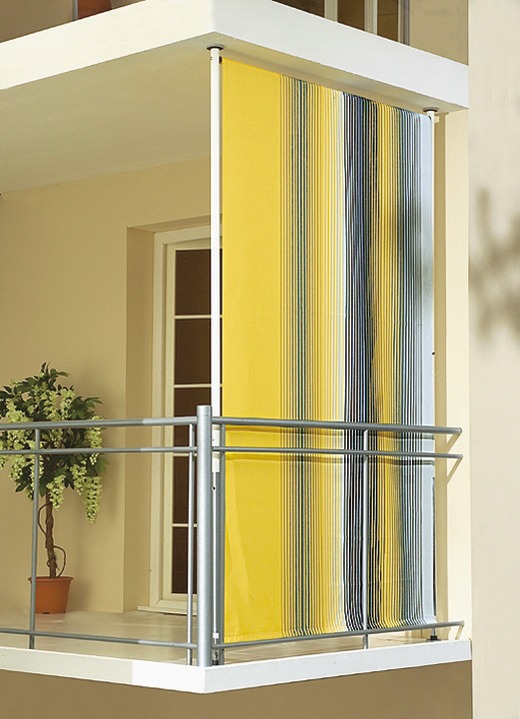 Inkijk- en zonwering - Zichtbescherming voor de zijkant van het balkon, in Größe 120 (Breedte 120 cm) bis 150 (Breedte 150 cm), in Farbe GEEL-GRIJS Ansicht 1