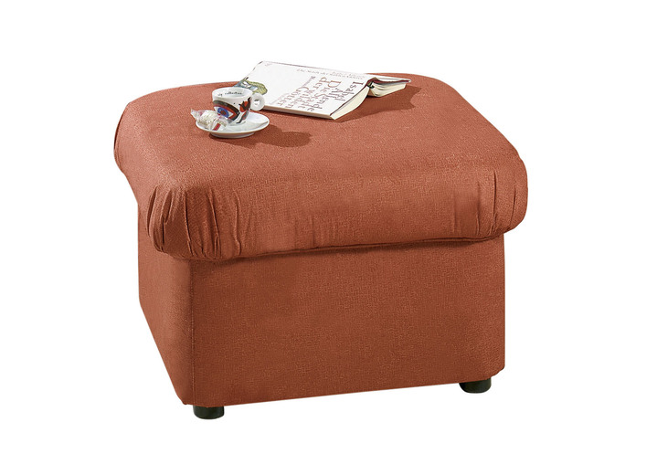 Hoekbankstellen - Gestoffeerd meubel met zachte bekleding van microvelours, in Farbe TERRA, in Ausführung Kruk Ansicht 1