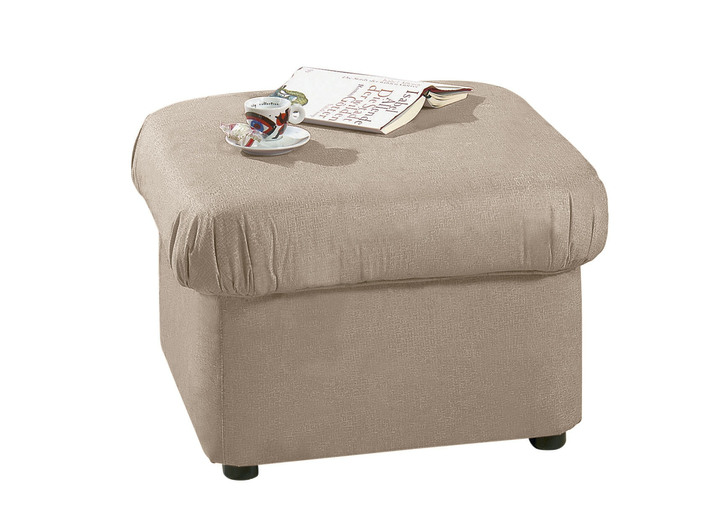 - Gestoffeerd meubel met zachte bekleding van microvelours, in Farbe BEIGE, in Ausführung Kruk Ansicht 1