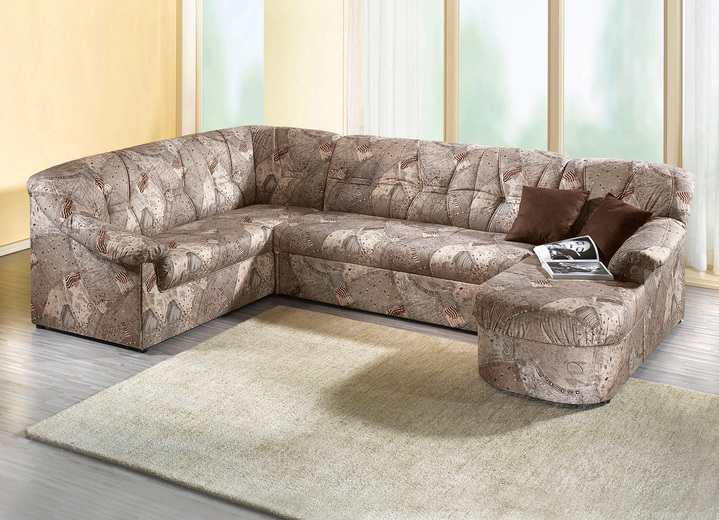 - Gestoffeerd meubel met zachte bekleding van microvelours, in Farbe BEIGE, in Ausführung Kruk
