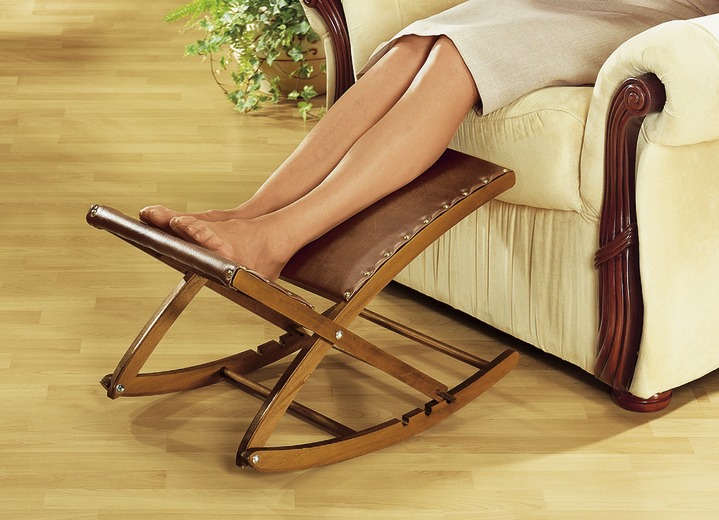 Kleine meubels - ‘ZEIDLER‘ voetenschommel in verschillende uitvoeringen, in Farbe BRUIN, in Ausführung Hoes uit bruin kunstleer Ansicht 1