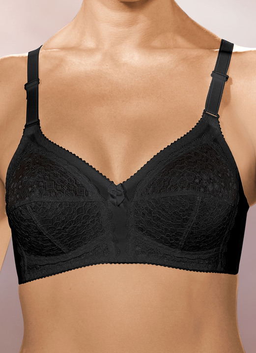 Soft-BH - Beha met gevoerde kanten cups, in Größe 075 bis 110, in Cup A, in Farbe SCHWARZ Ansicht 1