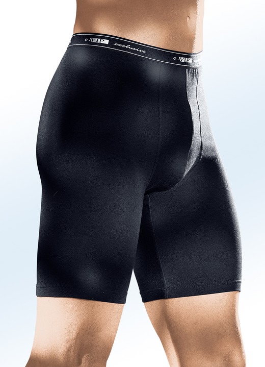 Pants & boxershorts - Set van twee longpants met elastische band, effen, in Größe 004 bis 011, in Farbe 2X SCHWARZ Ansicht 1