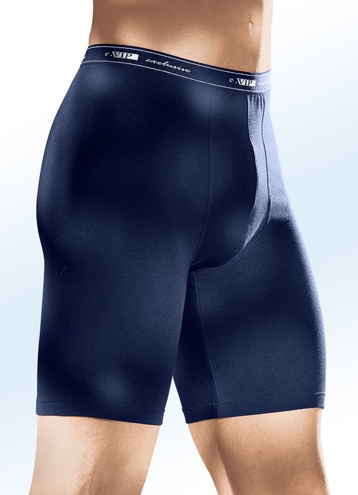 Pants & boxershorts - Set van twee longpants met elastische band, effen, in Größe 004 bis 011, in Farbe 2X MARINE Ansicht 1