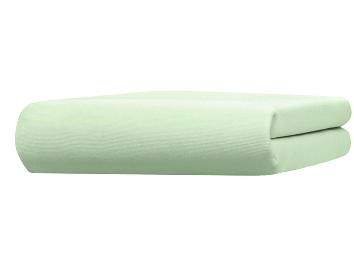 Hoeslakens - Premium jersey hoeslaken met elastaan, in Größe 133 (1x 90–120/190–220 cm, matrashoogte 18–35 cm) bis 938 (1x 180–200/200–220 cm, voor topperhoogte 4–10 cm), in Farbe LINDENGROEN, in Ausführung Edel-Jersey-Stretch Deluxe Ansicht 1