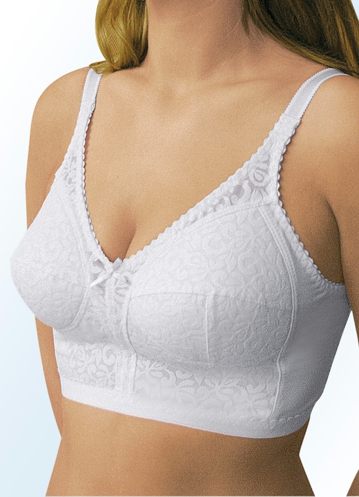 Ondergoed - Duopack bh‘s in mediumlang model, in Größe 075 bis 110, in Cup C, in Farbe 1X WIT 1X HUIDKLEURIG Ansicht 1