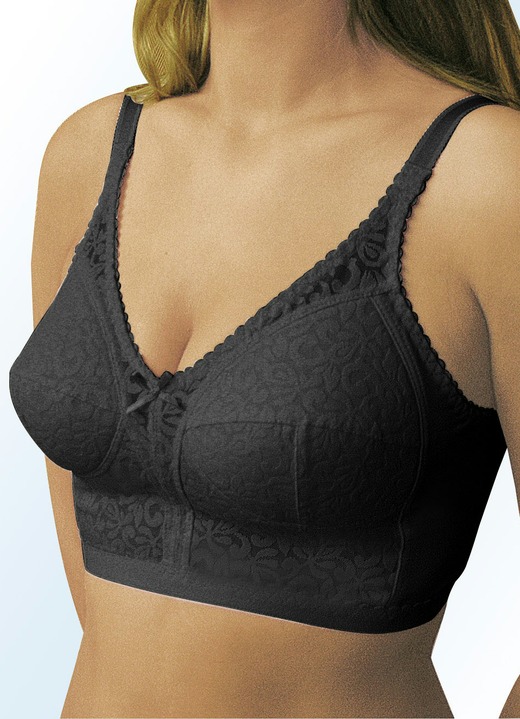 Ondergoed - Set van twee bh‘s in mediumlang model, in Größe 075 bis 110, in Cup D, in Farbe 1X ZWART, 1X WIT