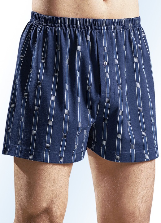 Pants & boxershorts - Set van vier boxershorts, met kleurig dessin, in Größe 005 bis 016, in Farbe 2X INDIGO-KOBALT-WIT, 2X BORDEAUX-KOBALT-WIT