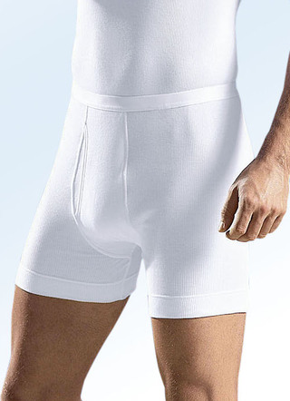 Schiesser dubbelrib onderbroek met gulp, wit