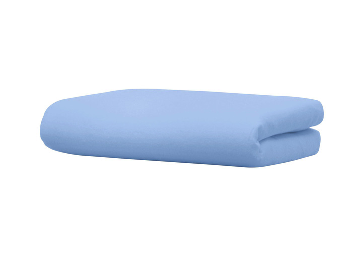 Spannbetttücher - Biber-Betttuch aus 100% Baumwolle, in Größe 031 (2 lakens, 150/250 cm) bis 032 (1 bedlaken, 220/270 cm), in Farbe BLEU Ansicht 1