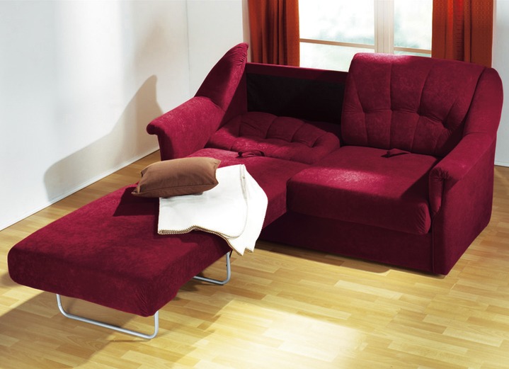 Klassieke meubels - Transformerende bank met hoogwaardige schuimvulling, in Farbe WIJNROOD Ansicht 1