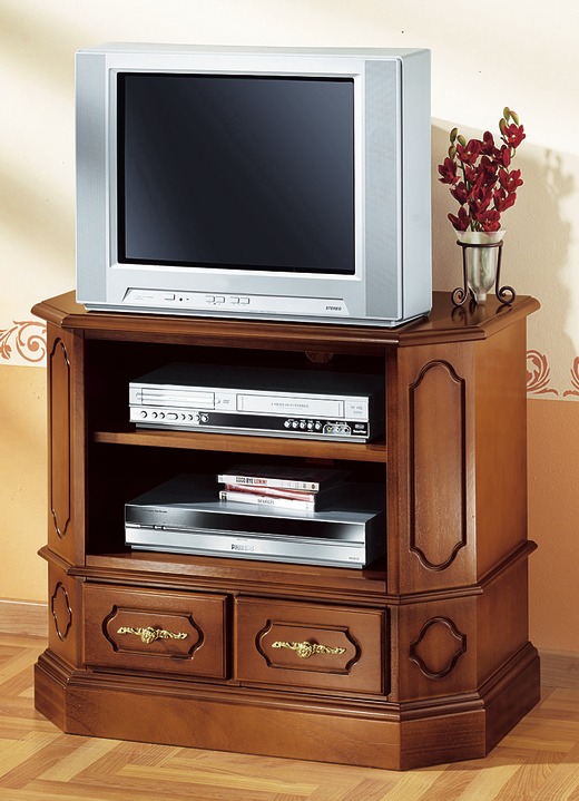 Stijlmeubels - TV-phonoladekast met goudkleurige metalen handgrepen, in Farbe NOTENBOOM Ansicht 1