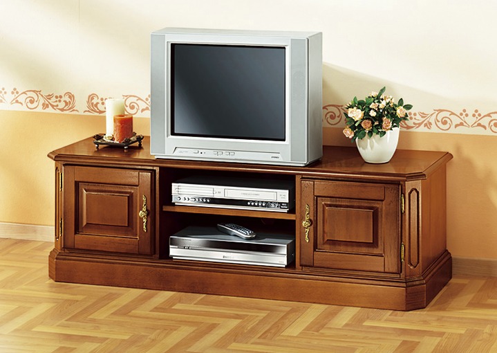Stijlmeubels - TV-longboard met goudkleurige metalen handgrepen, in Farbe NOTENBOOM, in Ausführung Breedte 140 cm Ansicht 1