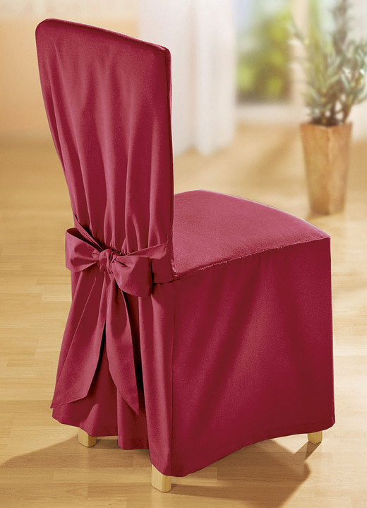 Grand foulards - Elegante stoelhoes met strikbanden, in Größe 106 (Stoelhoes) bis 112 (stoelhoezen, set van 2), in Farbe ROOD Ansicht 1
