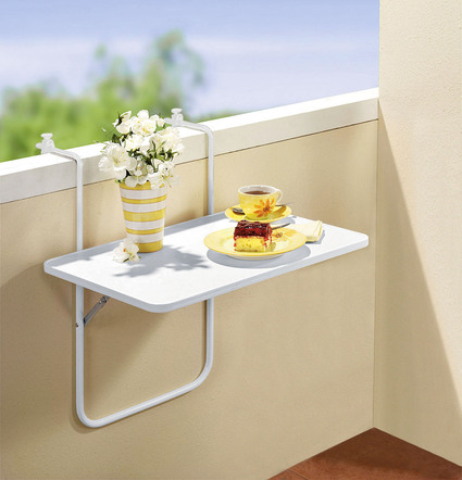 Balkonhangtafel met houten tafelblad