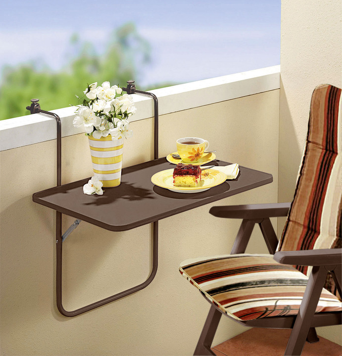 Tuinmeubels - Balkonhangtafel met houten tafelblad, in Farbe BRUIN Ansicht 1