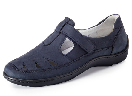 Waldläufer pantoffels met leren massagevoetbed