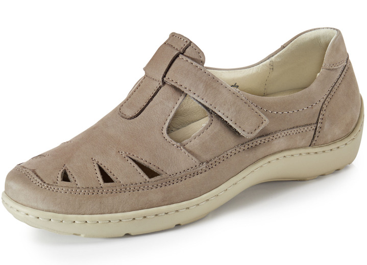 Instappers & veterschoenen - Waldläufer pantoffels met leren massagevoetbed, in Größe 4 1/2 bis 8 1/2, in Farbe ZAND Ansicht 1