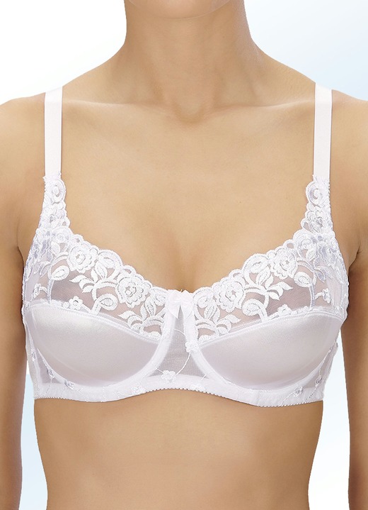 BH met beugel - Naturana two-pack beugelbeha met tule borduursel op de voorkant, in Größe 075 bis 105, in Cup B, in Farbe 2X WEISS Ansicht 1