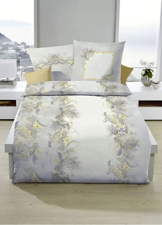 Beddengoed - Gemakkelijk te strijken beddengoedset met ritssluiting, in Größe 112 (80 x 80 + 135 x 200 cm) bis 115 (80 x 80 + 155 x 220 cm), in Farbe ZILVER Ansicht 1