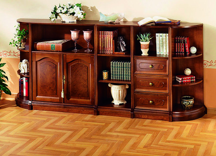Gedeeltelijk massieve meubelserie met echt houtfineer