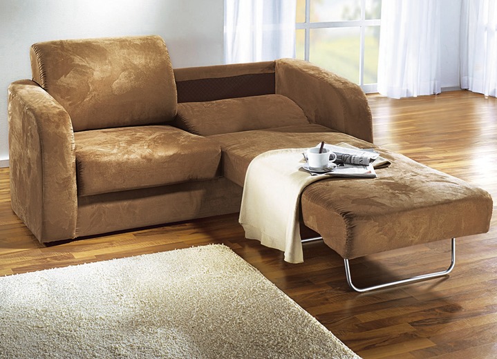 Klassieke meubels - Functionele bank met onderhoudsvriendelijk microvezelbekledingsmateriaal, in Farbe BRUIN Ansicht 1