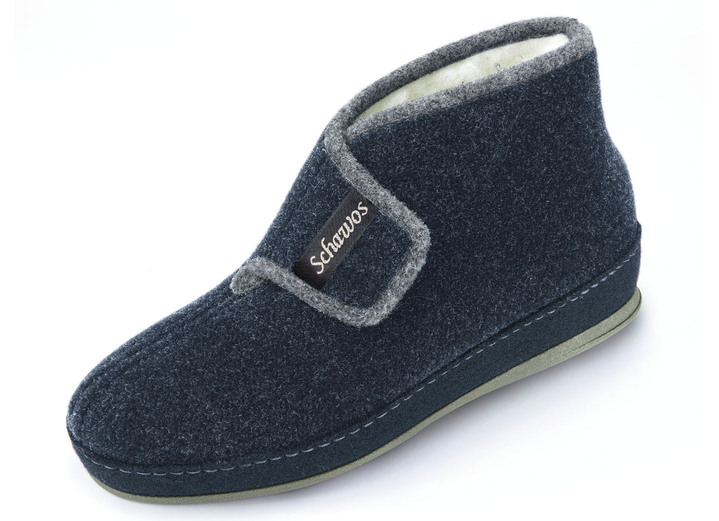 Huisschoenen - Ademende damespantoffels met klittenbandsluiting, in Größe 036 bis 043, in Farbe DONKERBLAUW - LICHTBLAUW Ansicht 1