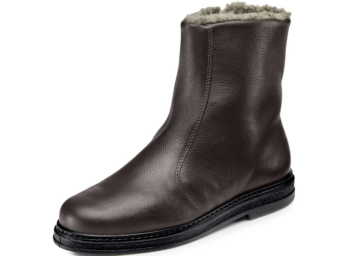 Laarsjes - GINO GALANTE, gevoerde herenlaarzen, winterschoenen, met lamsvacht, in Größe 040 bis 050, in Farbe MOKKA Ansicht 1