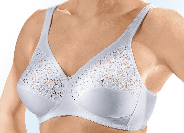 BH zonder beugel - Speidel 2-pack bh met kanten inzetstukken in de bovencups, in Größe 080 bis 110, in Cup B, in Farbe 2X WIT Ansicht 1