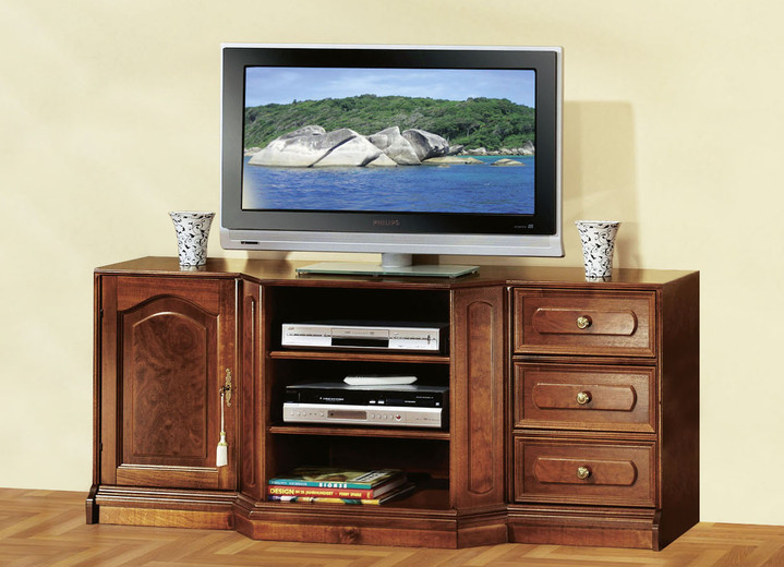 TV- & hifi-meubels - Gedeeltelijk massief TV-longboard met echt houtfineer, in Farbe NOTENBOOM Ansicht 1