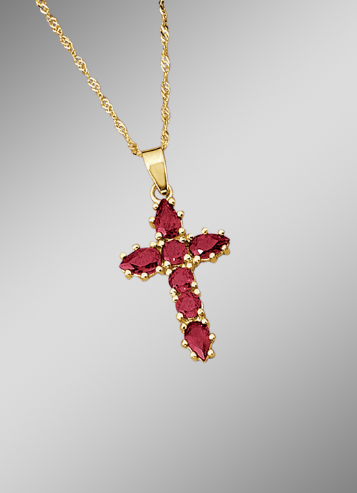 - Kreuz-Anhänger mit Singapurkette, in Farbe  Ansicht 1