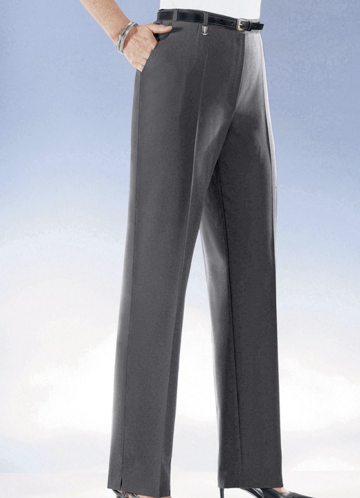 Broeken - Comfortabele broek met elastische bandinzet in 6 kleuren, in Größe 019 bis 096, in Farbe ANTRACIET GEM. Ansicht 1