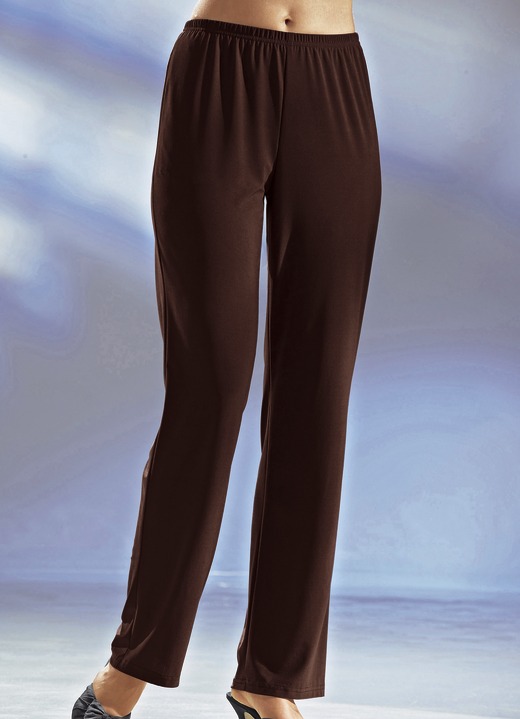 Homewear & vrijetijdsmode - KLAUS MODELLE broek met elastische tailleband in 6 kleuren, in Größe 018 bis 054, in Farbe MOKKA Ansicht 1