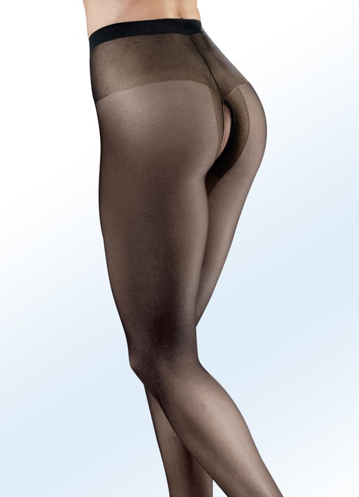 Kousen & panty's - Sexy set van drie panty's met open kruis, in Größe 1 (36/38) bis 7 (56/58), in Farbe HUIDKLEURIG Ansicht 1