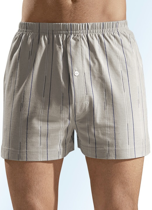 Pants & boxershorts - Set van vier boxershorts, met gulp, effen gestreept, in Größe 005 bis 016, in Farbe 2X KIT-MEERKLEURIG, 2X STAALBLAUW-MEERKLEURIG Ansicht 1