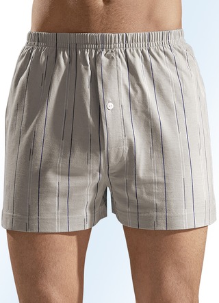 Vierpack boxershorts, met gulp, effen gestreept