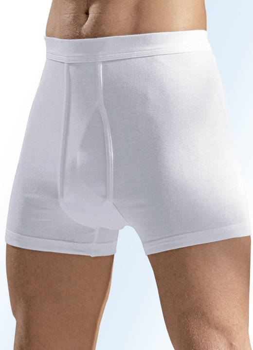 Slips & onderbroeken - Hermko vierpack fijne ribonderbroeken, in Größe 005 bis 013, in Farbe WIT