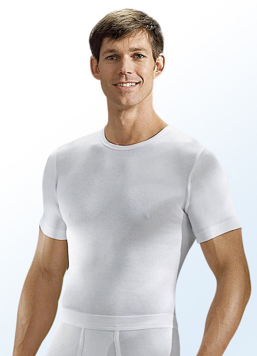 Onderhemden - Hermko set van drie ondershirts van fijne rib, wit, in Größe 005 bis 013, in Farbe WIT Ansicht 1