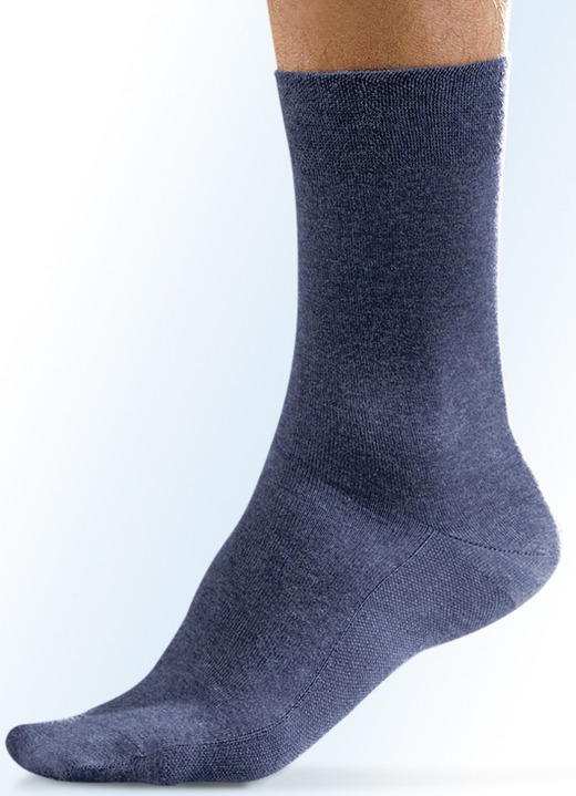 - Set van zes sokken met massagezolen, effen meerkleurig, in Größe 001 (schoenmaat 39-41) bis 003 (schoenmaat 44-46), in Farbe 2x JEANSBLAUW GEMÊLEERD, 2x ZWART, 1x LICHTGRIJS GEMÊLEERD, 1x BEIGE GEMÊLEERD Ansicht 1