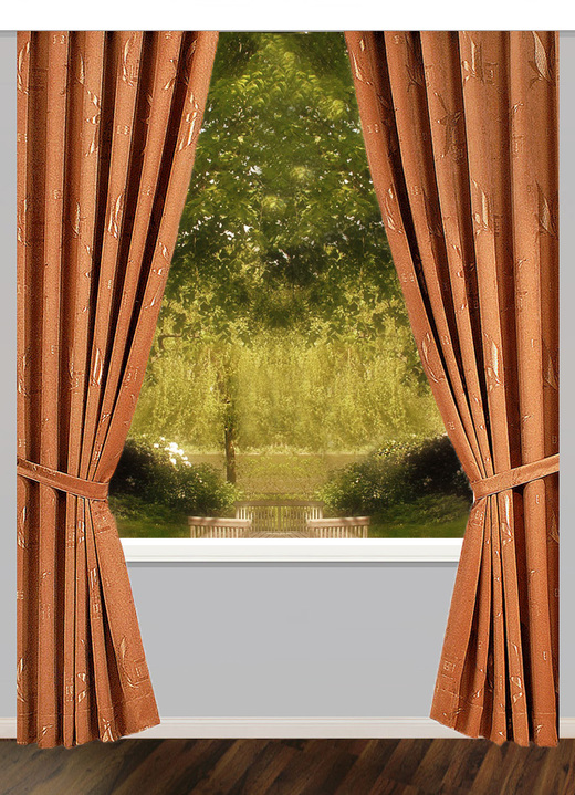 Klassiek - Overgordijnenset met universele railband, in Größe 363 (H 150 x B 130 cm) bis 899 (embrasse, set van 2, 80 cm), in Farbe BRUIN Ansicht 1