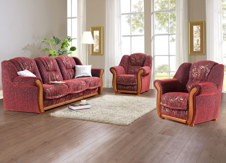 Gestoffeerde meubels - Gestoffeerd meubel met binnenveringbekleding, in Farbe BORDEAUX, in Ausführung Fauteuil Ansicht 1