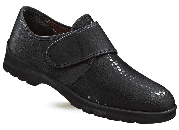Comfortschoenen - Florett lage damesschoen met klittenband in een extra brede pasvorm, in Größe 036 bis 042, in Farbe ZWART Ansicht 1