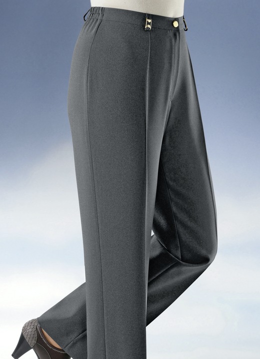Broeken - Broek met bredere tailleband in 9 kleuren Broeken - Broek met bredere tailleband in 9 kleuren, in Größe 019 bis 245, in Farbe DONKERGRIJS