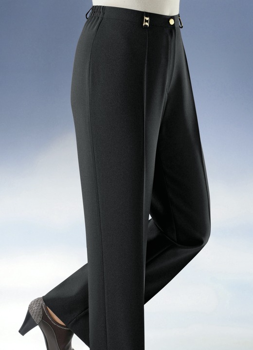 Broeken - Broek met bredere tailleband in 9 kleuren Broeken - Broek met bredere tailleband in 9 kleuren, in Größe 019 bis 245, in Farbe ZWART